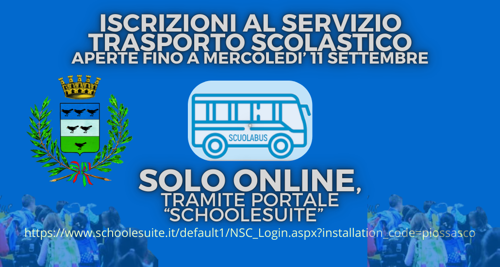 Sono aperte le iscrizioni al servizio trasporto scolastico 