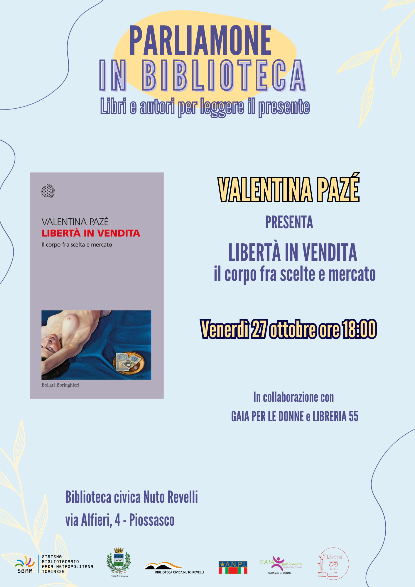 "Incontro con l'autrice" in Biblioteca con Valentina Pazé - Venerdì 27 ottobre ore 18