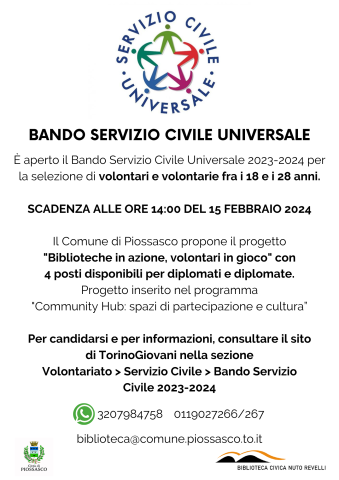 BANDO SERVIZIO CIVILE UNIVERSALE 2023/24