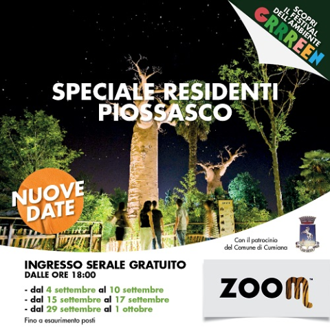 Proroga al 1 ottobre dell'accesso serale gratuito al Bioparco ZOOM 